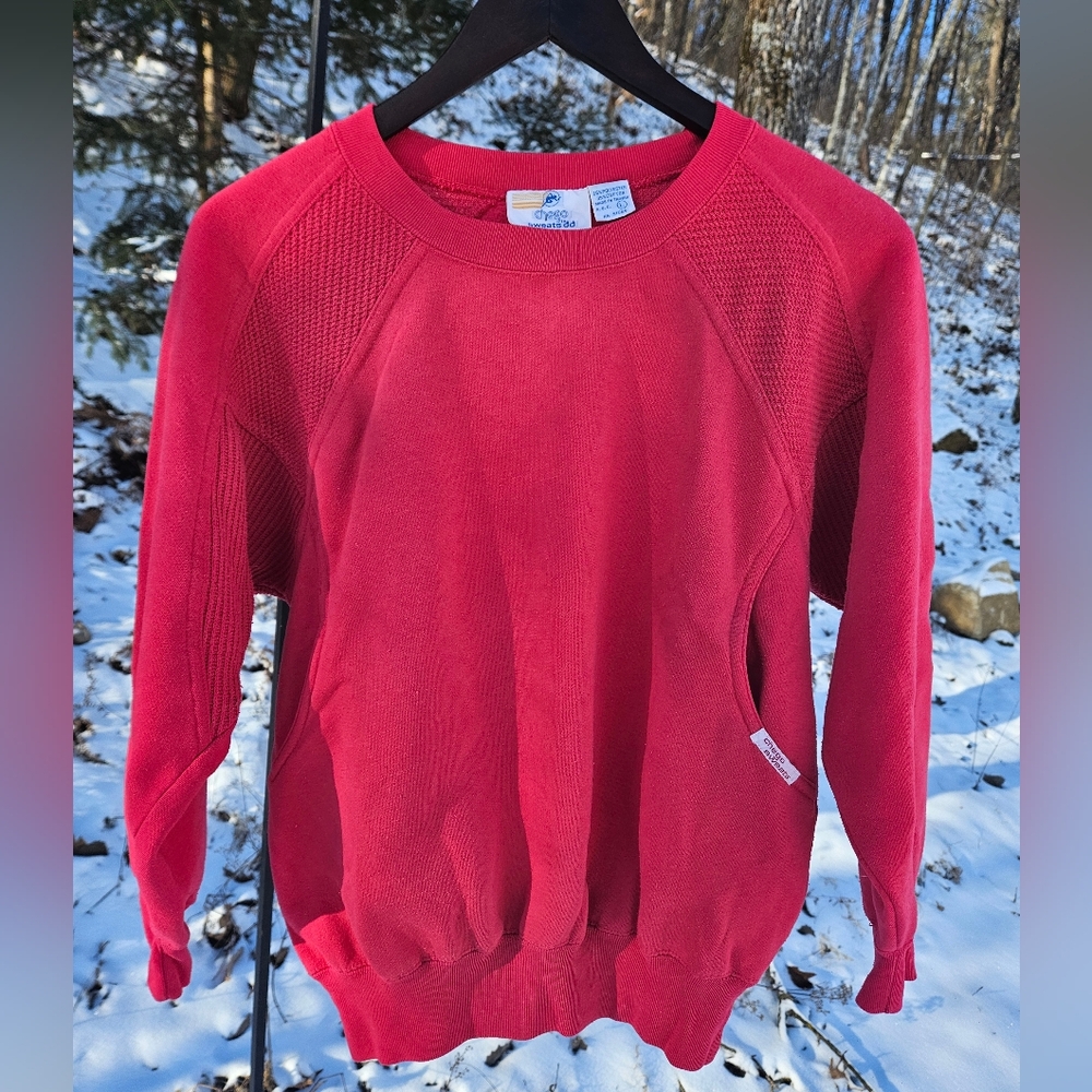 CHEGO Sweats dd Hot Pink Top Sweatshirt Raglan Wide Hem Super 80's! Size Large L